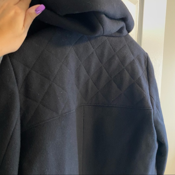 Zara Navy Wool Blend Toggle Hooded Jacket - Picture 5 of 15